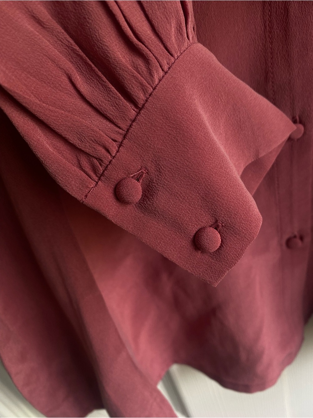 NEW Sezane Chlo Silk Ruffle Blouse Rosewood size 40 - Picture 9 of 11